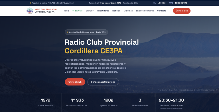 Nuevo sitio web del Radio Club Provincial Cordillera CE3PA